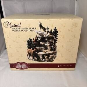 Classic Treasures Musical Wolves Bears Water Fountain Born Free New In Box